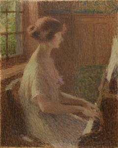 Jeune fille au piano. Portrait de Mademoiselle Warnier by Ernest Laurent