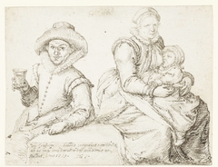 Johannes Hallinck en een vrouw met kind by Jacob de Gheyn II