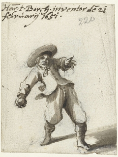 Jongen op het punt staand om een bal te gooien by Harmen ter Borch