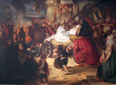 Junge Hexe, die zum Scheiterhaufen geführt wird by Anselm Feuerbach