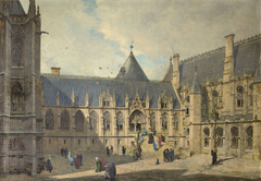 La cour du Mai du Palais de la Cité au Moyen-Âge by Emmanuel Lansyer