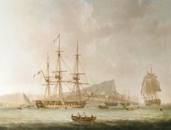 'La Sybil', a Man-of-War at Anchor off Gibraltar by Anton Schranz