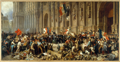 Lamartine refusant le drapeau rouge devant l'Hôtel de Ville by Henri Félix Emmanuel Philippoteaux