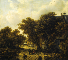 Landscape with an Inn by Meindert Hobbema