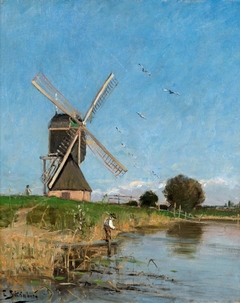 Landscape with Windmill by Carl Skånberg