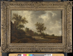 Landschap met landhuizen langs een zandweg by Frans de Hulst