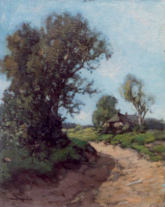 Landschap met pad en boerderij by Paul Bodifée