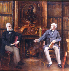 Le Duc d'Aumale et Alfred-Auguste Cuvillier-Fleury au cabinet des livres au château de Chantilly by Gabriel Ferrier