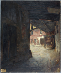 Le porche de l'auberge du Cheval-blanc, rue Mazet by Victor Marec