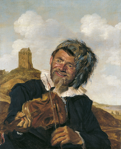 Left-handed violin player in a dune landscape by Frans Hals