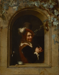 Man with Pipe at the Window by Frans van Mieris the Elder