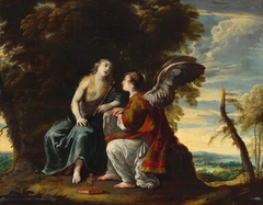 Mary Magdalene Comforted by an Angel by Claude Vignon