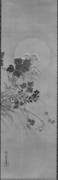 Moon and Autumn Flowers by Sakai Hoitsu