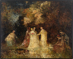 On the River Bank by Adolphe Joseph Thomas Monticelli