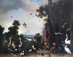 Open Landscape with Poultry and Waterfowl by Melchior d'Hondecoeter