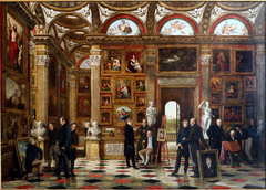 Patrons and Lovers of Art', painting of an art gallery by Pieter Christoffel Wonder