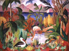 Paysage coloré aux oiseaux aquatiques by Jean Metzinger