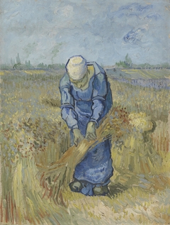 Peasant Woman Binding Sheaves (after Millet) by Vincent van Gogh