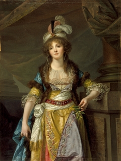 Portrait of a Lady in Turkish Fancy Dress by Jean-Baptiste Greuze