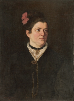 Portrait of a Lady with a Pink Bow by Gyula Stetka