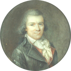 Portrait of a man in a grey-striped frock coat and a red waistcoat by Marie-Adélaïde Duvieux