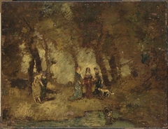 Promenade dans un parc by Adolphe Joseph Thomas Monticelli