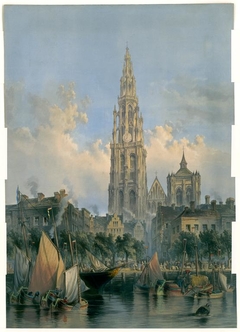 Redezicht met de kathedraal van Antwerpen op de achtergrond by Anonymous