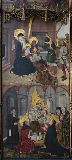 Retablo with Scenes from the Life of the Virgin-The Adoration of the Magi & The Presentation in the Temple by Pere Espallargues