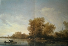 River Landscape with Ferry by Salomon van Ruysdael