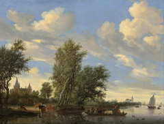 River Landscape with Ferry by Salomon van Ruysdael