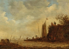 Riverview with mooring place by Maerten Fransz van der Hulst