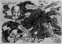 Rochishin Chopping Off the Head of Nio by Katsushika Hokusai