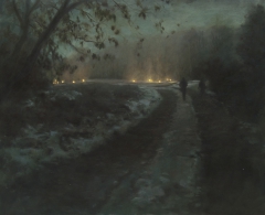 route de nuit, hiver / road at night, winter by Hélène Delmaire