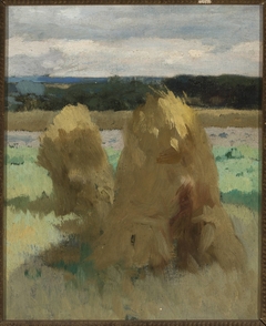 Rye sheaves in the field, study for the triptych “Bread” by Zdzisław Jasiński