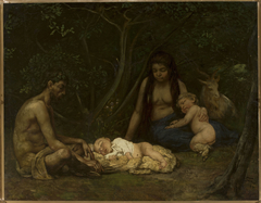 Satyr's family (bringing up of Zeus) by Hans Thoma