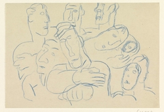 Schetsblad met studie van een groep mensen by Leo Gestel