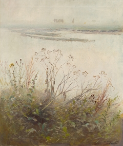 Shore of Flooded River in Blossom by László Mednyánszky