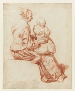 Sitting Woman with a Child on her Lap by Adriaen van de Velde