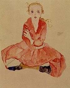 Sitzendes Mädchen by Egon Schiele