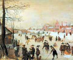 Skaters, Kolf players and Sledges on the Ice by Hendrick Avercamp