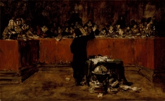 Sketch for a Picture - Columbus before the Council of Salamanca (B) (Christopher Columbus before the Spanish Council) by William Merritt Chase