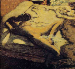 Sleeping woman on a bed by Pierre Bonnard