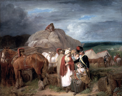 Soldier with Country Women Selling Ribbons, near a Military Camp by Francis Wheatley