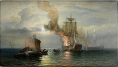 South Sea Whalers Boiling Blubber by Oswald Walters Brierly