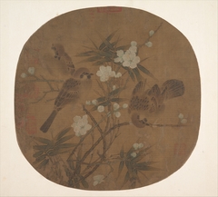 Sparrows, plum blossoms, and bamboo by Anonymous