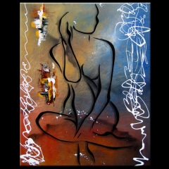 Stay Tonight - Original Abstract woman painting Modern pop Contemporary Art Nude by Fidostudio by Tom Fedro