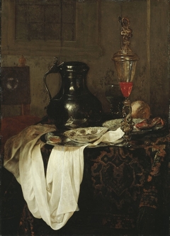 Still life with pewter pitcher and covered beaker by Jan Treck