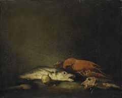 Stilleven met vissen en een kreeft by Théodule Augustin Ribot