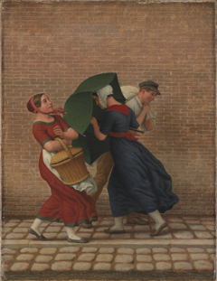 Street Scene in Windy and Rainy Weather by Christoffer Wilhelm Eckersberg