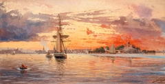 Sunset over the inlet to Stockholm by Jacob Hägg